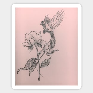 Bird and flower Sticker